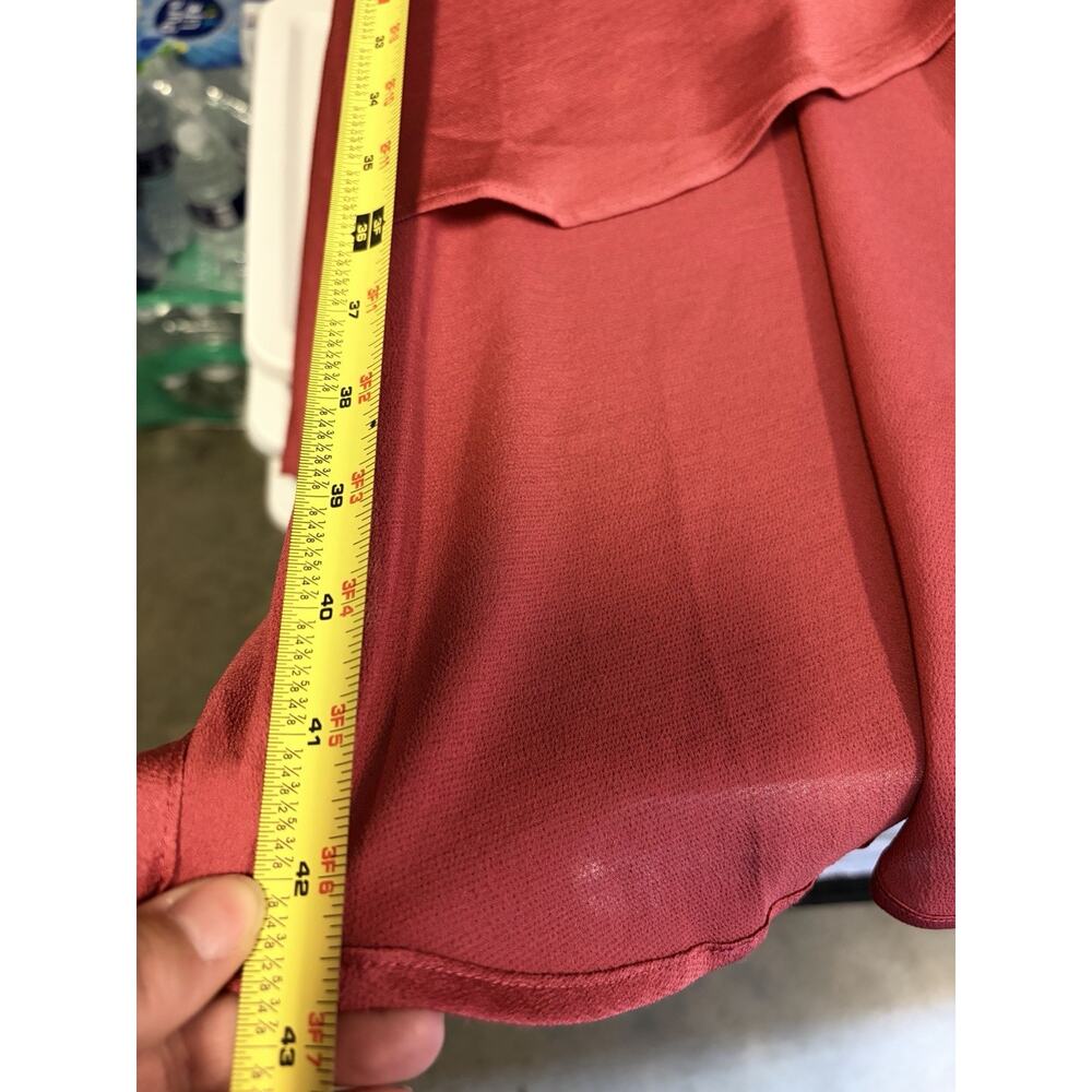 Express XL NWT Ruched Asym Dress Berry Pink Satin Cowl Neck Midi Slip - Picture 9 of 9